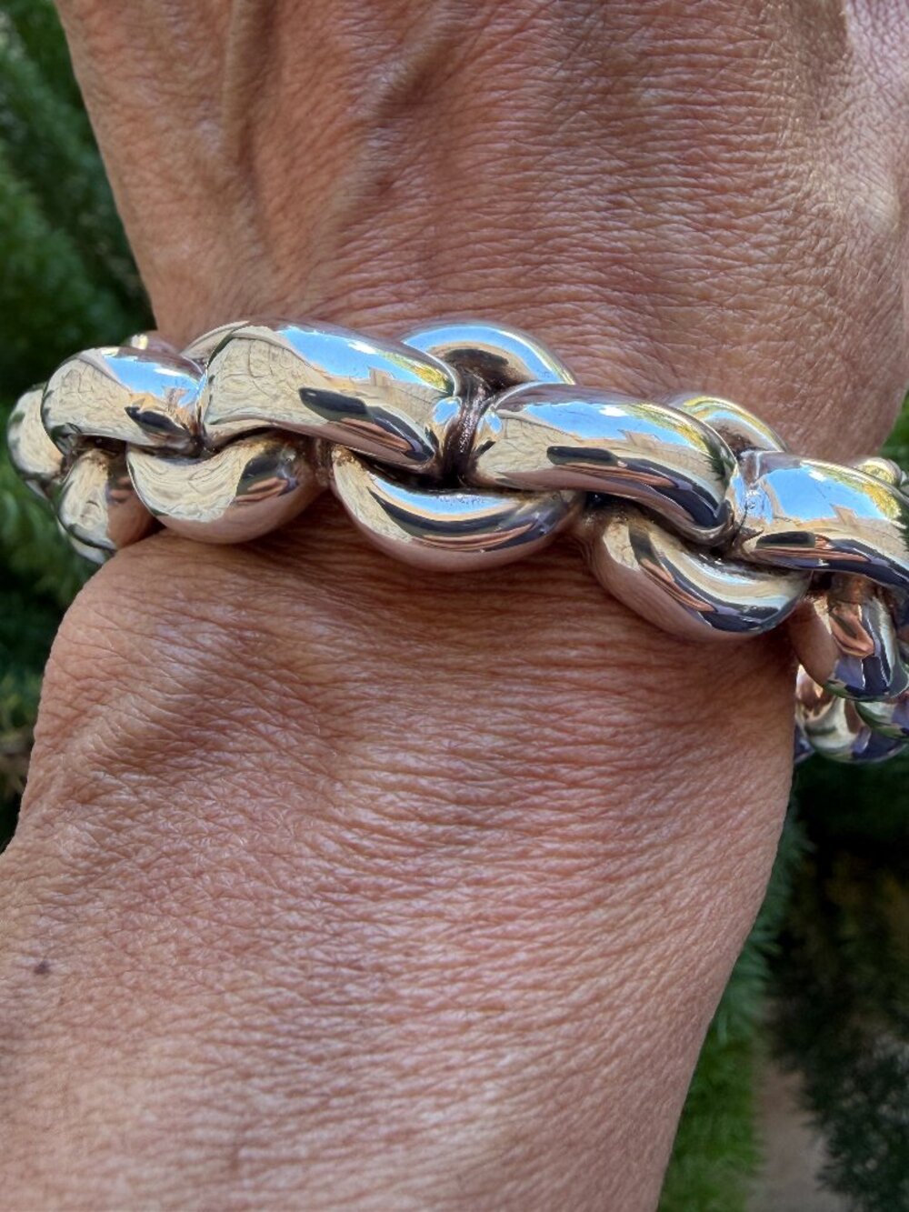 Sterling Silver Sculpted Link Statement Bangle Bracelet 46.7g